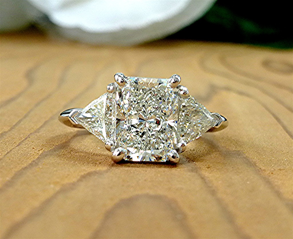 4 carat diamond three stone engagement 